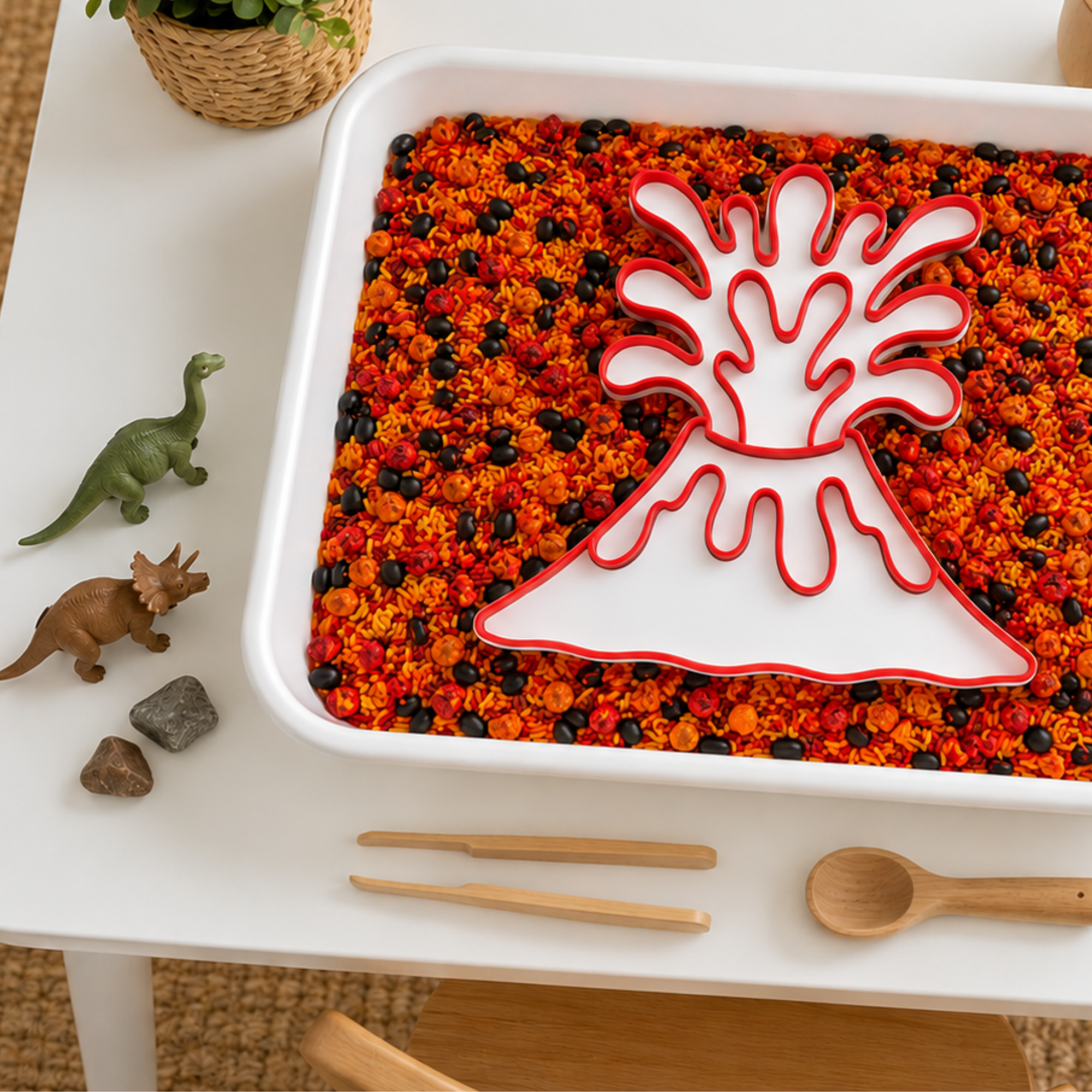 Volcano Explosion Sensory Play Tray