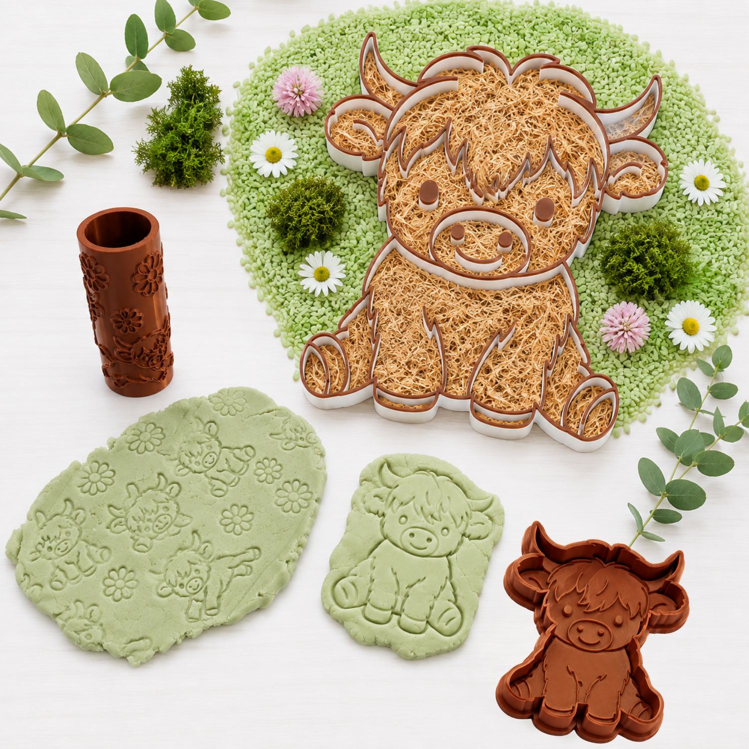 Highland Cow Sensory Play Tray & Accessories