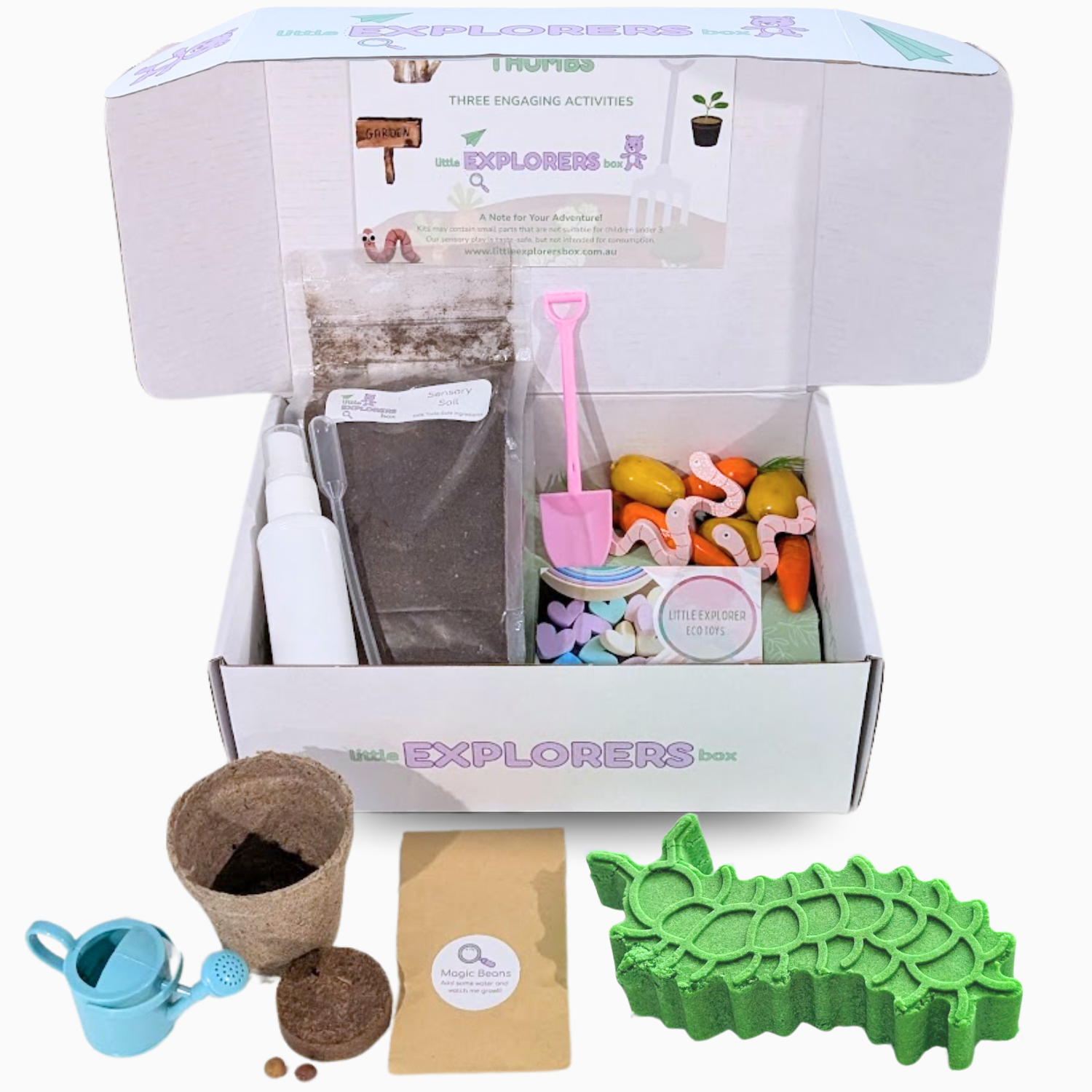 Unboxing of the Little Green Thumbs sensory activity box for kids. Kids gardening subscription box. Sensory play and learning for kids. 